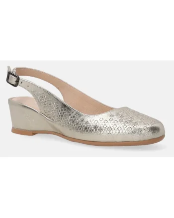 Pantofi din piele cu talpa wedge si bareta la spate