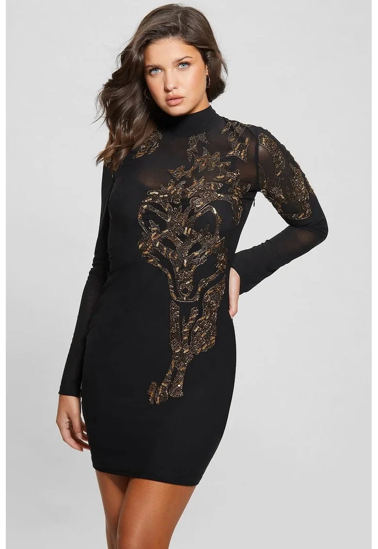 Rochie mini cu paiete aplicate LS Ryder, Negru