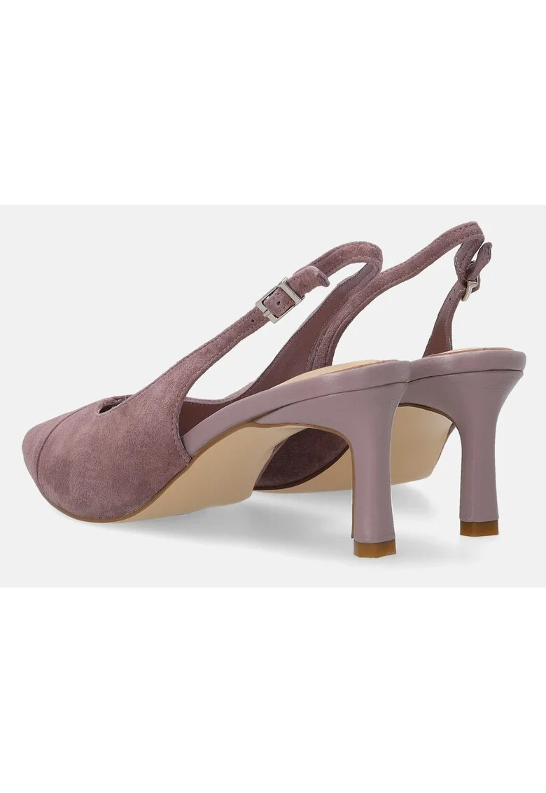 Pantofi slingback cu piele intoarsa si varf ascutit