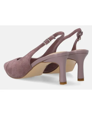 Pantofi slingback cu piele intoarsa si varf ascutit