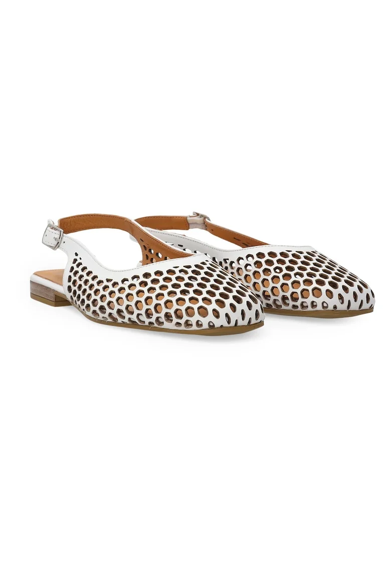 Pantofi slingback din piele cu perforatii