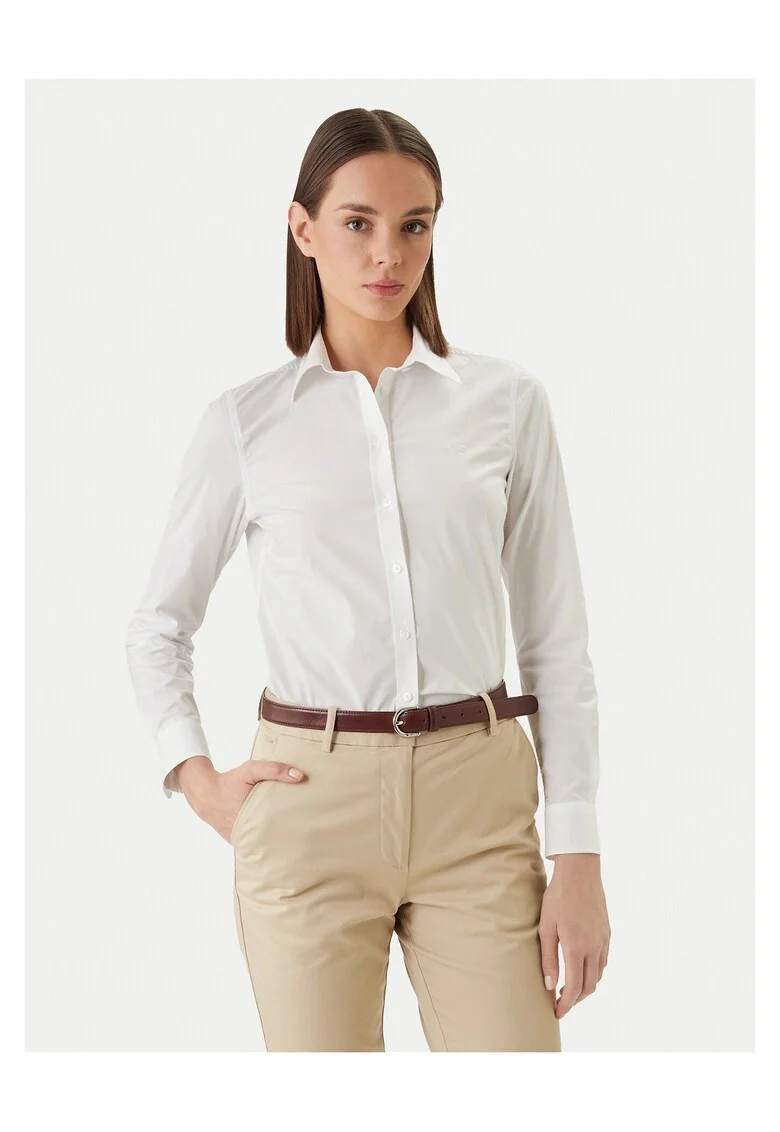 Camasa dama,  slim fit, alb, 96% bumbac, 4% elastan, Alb