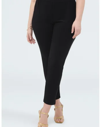 Pantaloni crop cu talie inalta, Negru