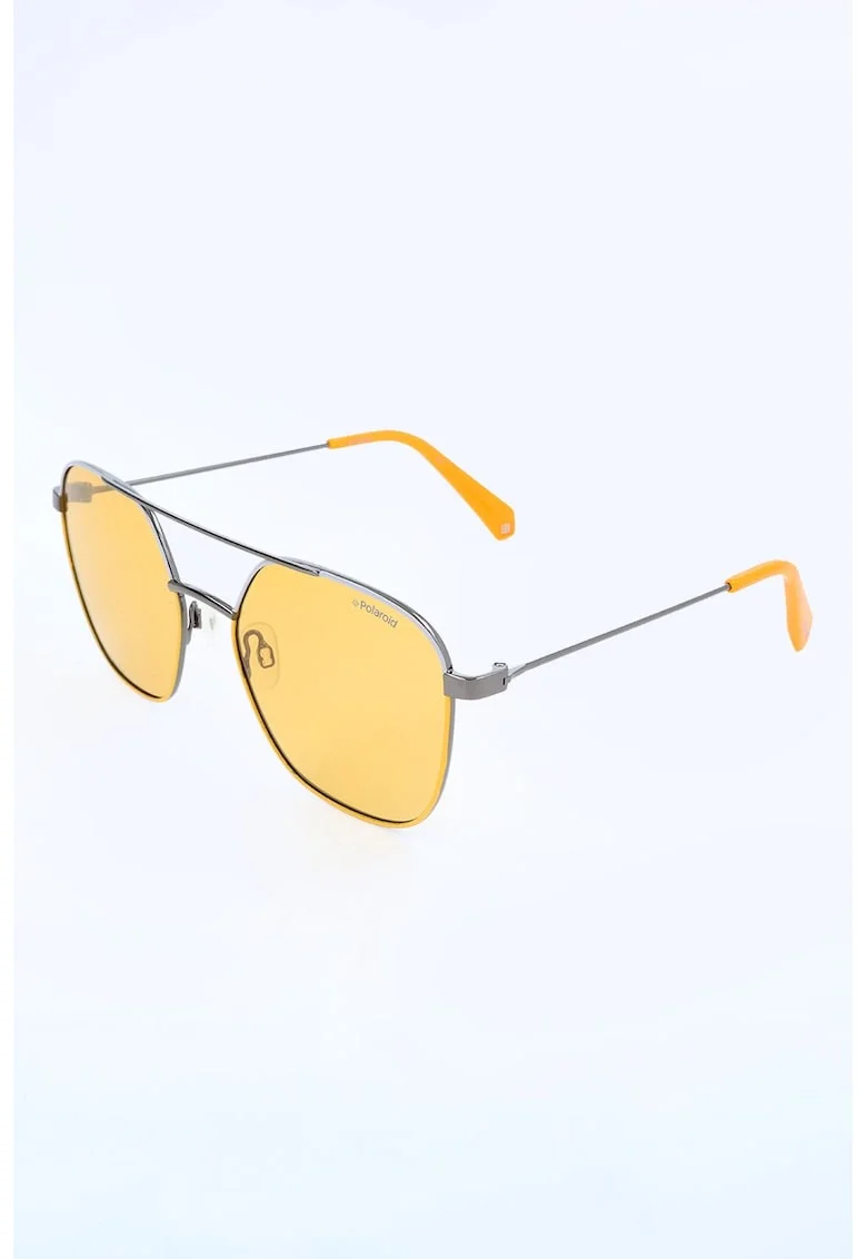 Ochelari de soare aviator unisex cu lentile polarizate, Galben/Argintiu