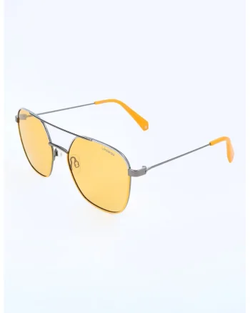 Ochelari de soare aviator unisex cu lentile polarizate, Galben/Argintiu