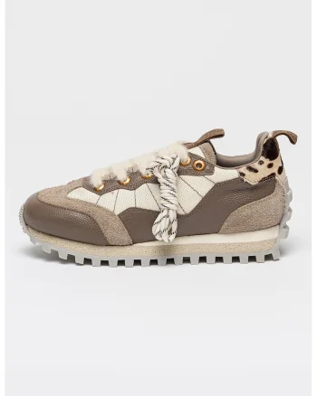 Pantofi sport Nevis cu garnituri din piele, Maro taupe deschis/Alb murdar/Maro pamantiu