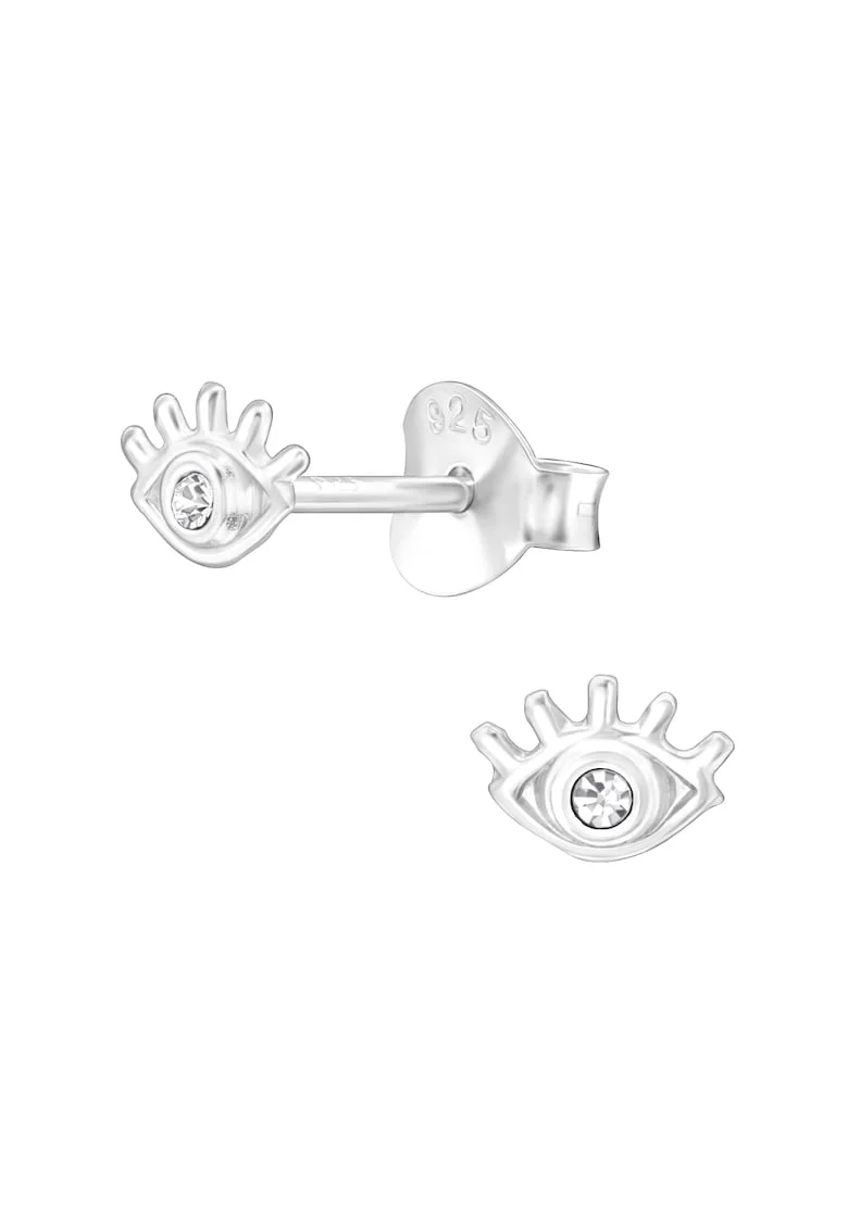 Cercei din Argint 925 cu Ochi și Zirconiu, Design Minimalist, Dimensiuni 5x4mm, Tip Surub