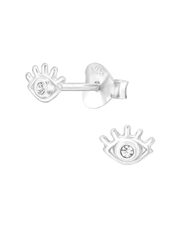 Cercei din Argint 925 cu Ochi și Zirconiu, Design Minimalist, Dimensiuni 5x4mm, Tip Surub