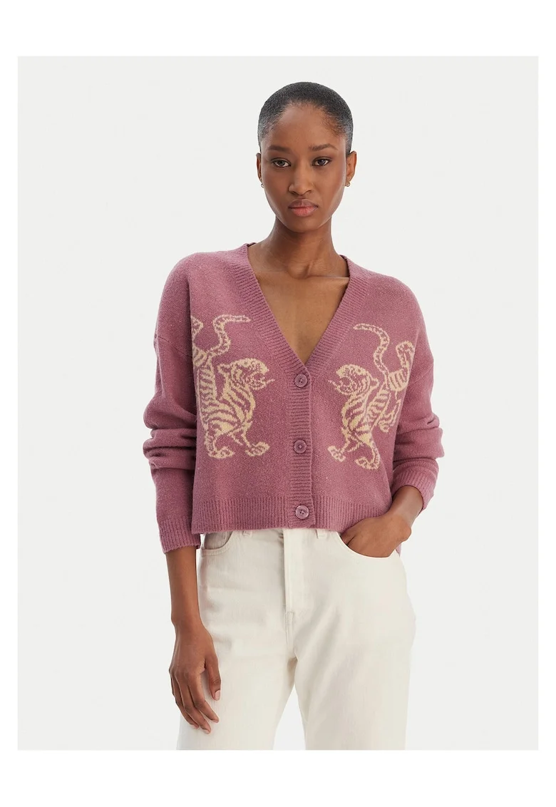 Cardigan dama,  violet, acrilic, nailon, elastan,