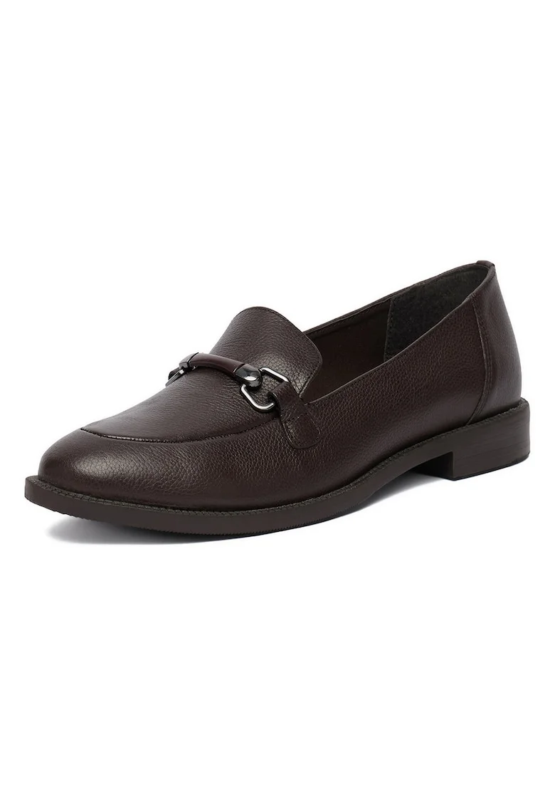 Mocasini dama,  piele naturala, maro, toc mic