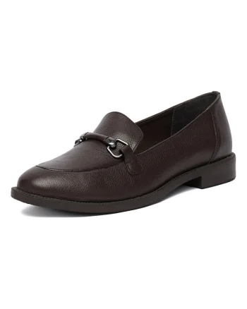 Mocasini dama,  piele naturala, maro, toc mic