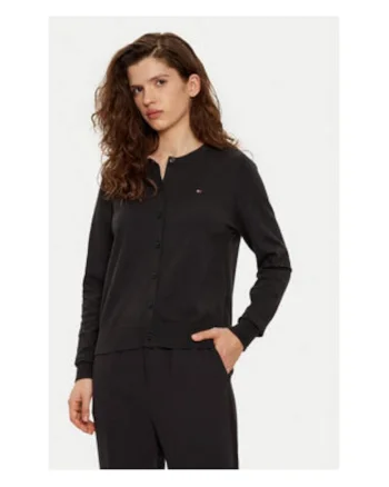 Cardigan dama,  Negru, 67% bumbac organic, 33% poliamida,