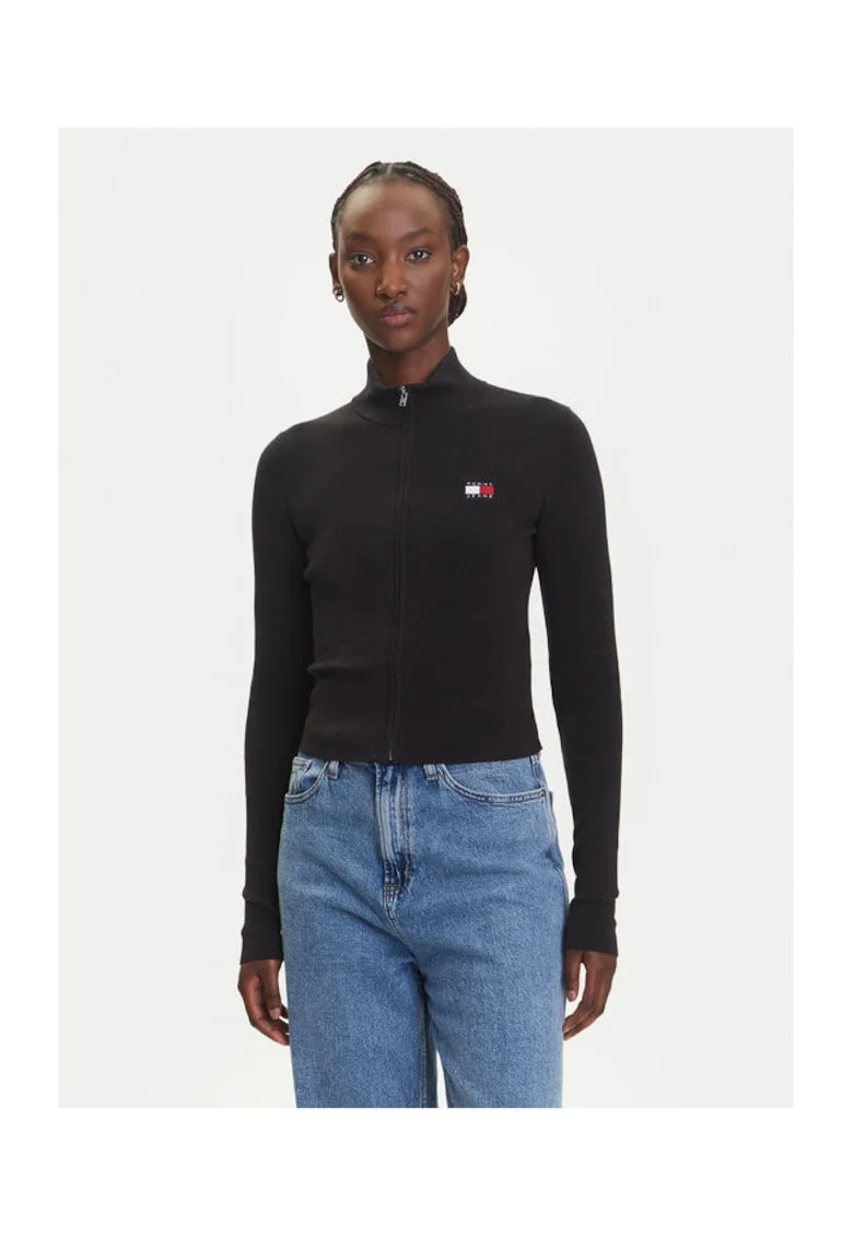 Cardigan dama,  Negru, 65% bumbac, 35% poliamida