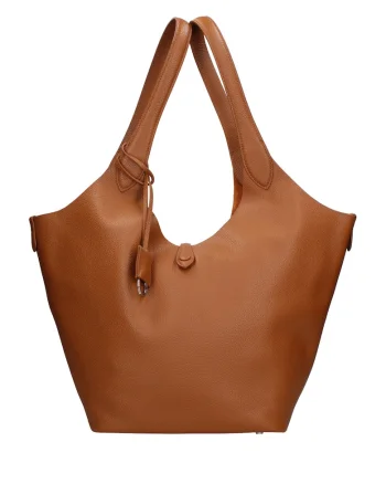 Geanta de piele intoarsa cu bareta si etui interior Carys Chic, Maro inchis