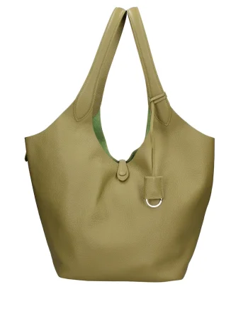 Geanta de piele intoarsa cu bareta si etui interior Carys Chic, Verde
