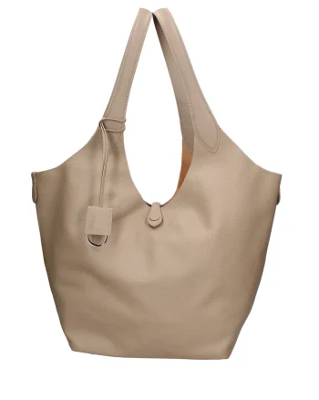 Geanta de piele intoarsa cu bareta si etui interior Carys Chic, Maro camel