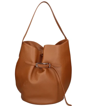 Geanta bucket de piele Edera Prime, Maro inchis
