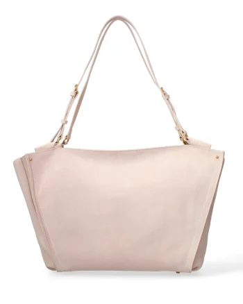 Geanta shopper de piele intoarsa cu bareta Evanthe Chic, Roz pal