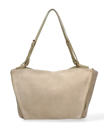 Geanta shopper de piele intoarsa cu bareta Evanthe Chic, Verde