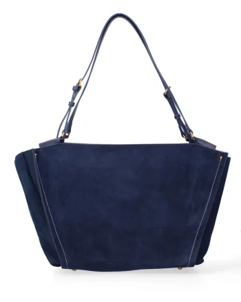 Geanta shopper de piele intoarsa cu bareta Evanthe Chic, Bleumarin