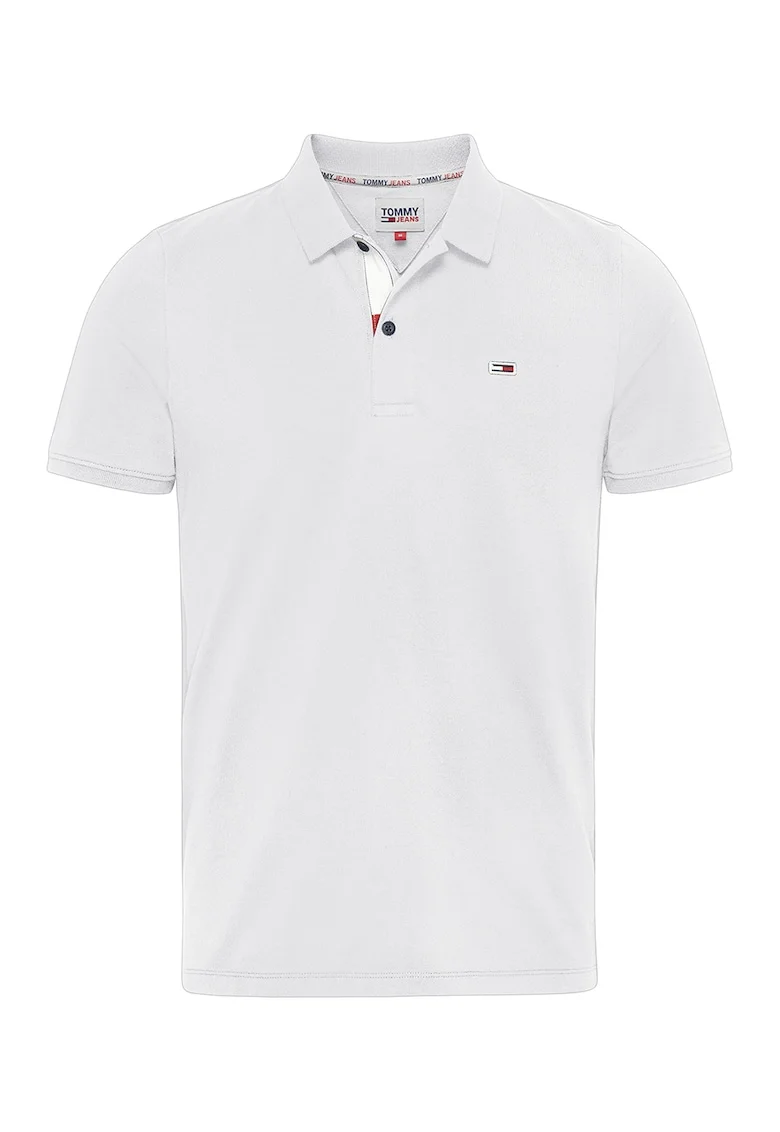 Tricou polo de bumbac organic cu logo, Alb optic