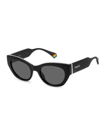 Ochelari de soare cat-eye polarizati, Negru/Argintiu/Gri inchis