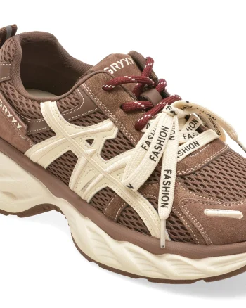Pantofi sport GRYXX maro, T6533, din material textil si piele naturala