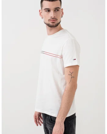 Tricou slim fit din bumbac., Rosu/Alb optic