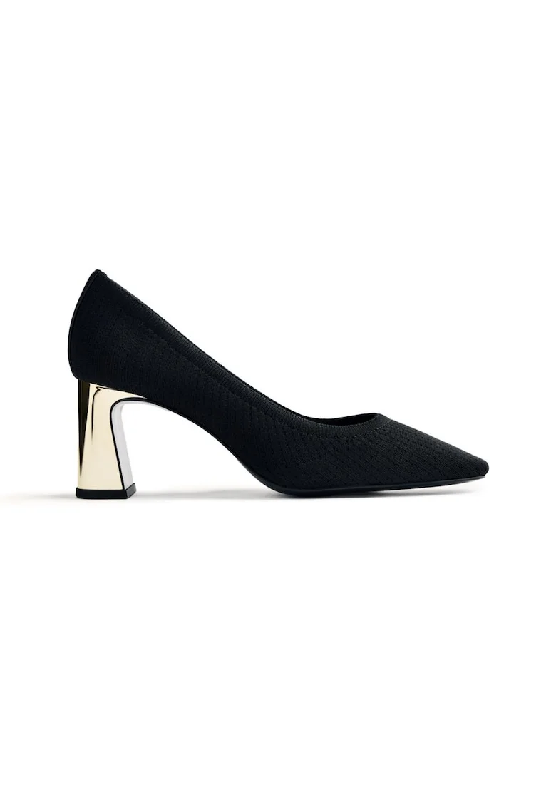 Pantofi cu vasrf patrat Elastic, Negru