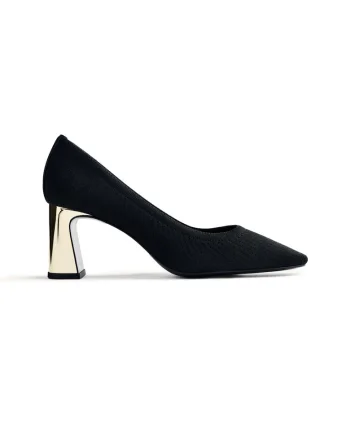 Pantofi cu vasrf patrat Elastic, Negru