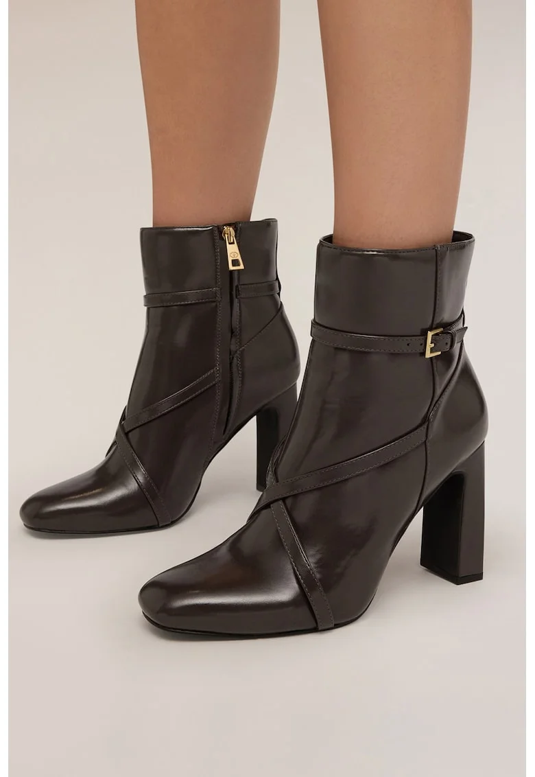 Botine din piele ecologica, Maro inchis