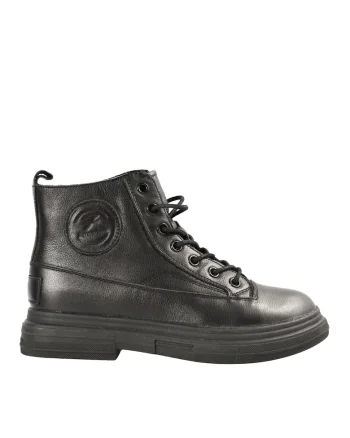 Ghete casual, dama,  C6620 negru, piele naturala, Negru