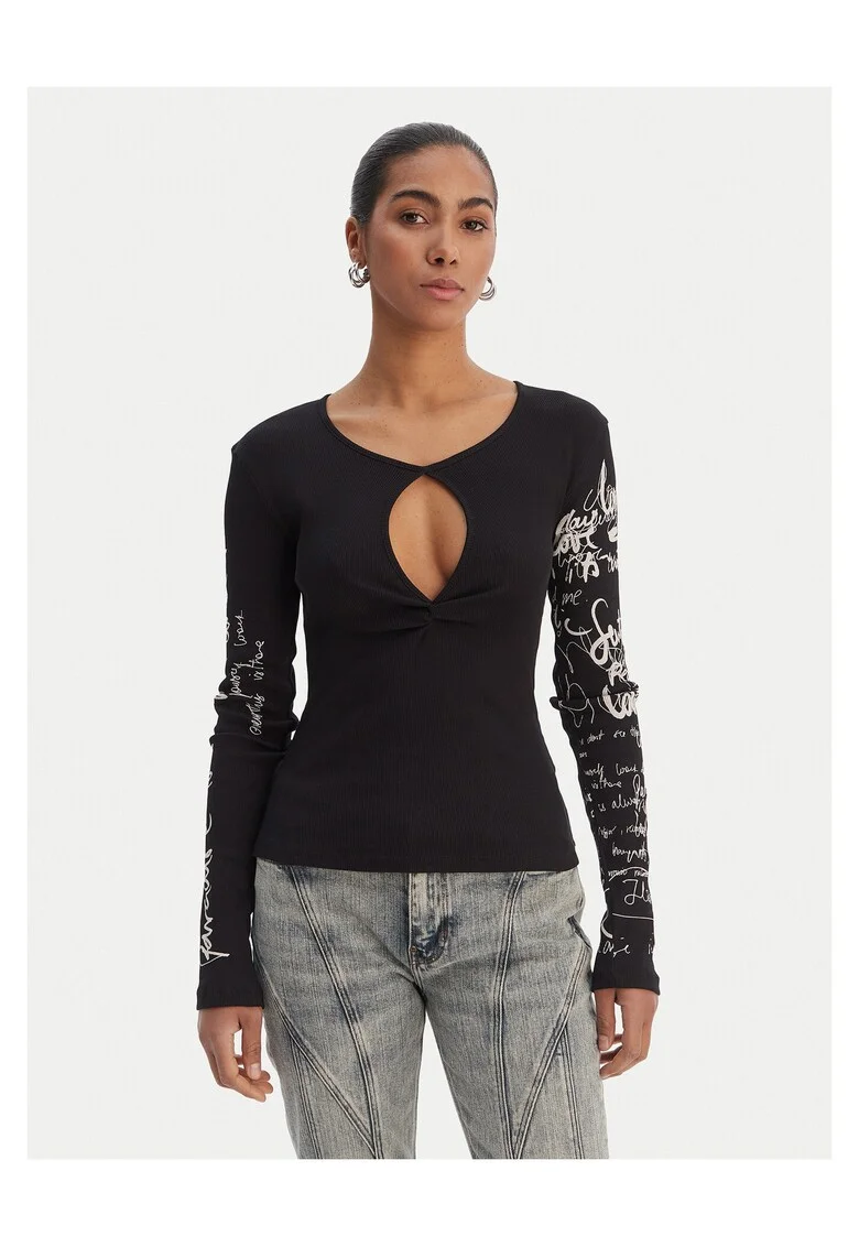 Bluza dama  slim fit, Negru