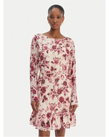 Rochie casual,  poliester, bej, roz, Bej/Roz