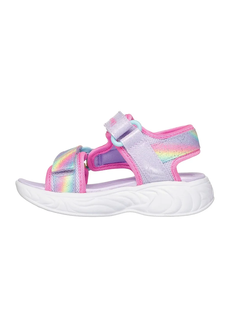 Sandale cu velcro si model colorblock Unicorn Dreams, Albastru lavanda/Roz