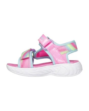 Sandale cu velcro si model colorblock Unicorn Dreams, Roz