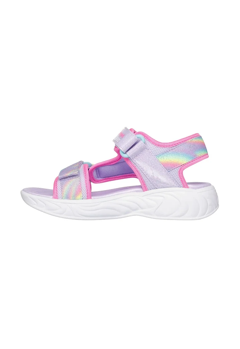 Sandale cu velcro si model colorblock Unicorn Dreams, Albastru lavanda/Roz