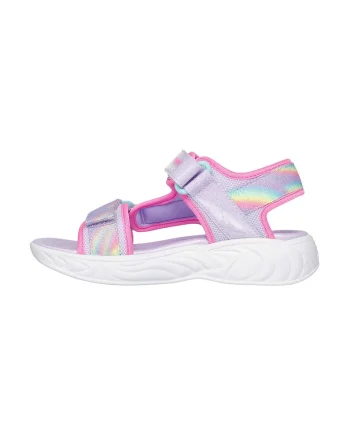 Sandale cu velcro si model colorblock Unicorn Dreams, Albastru lavanda/Roz