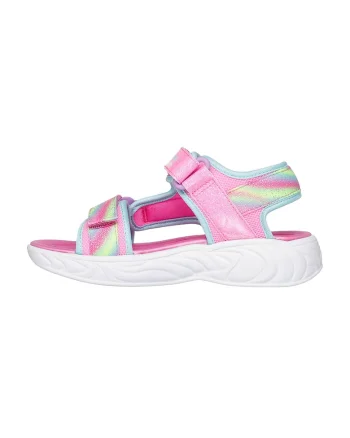 Sandale cu velcro si model colorblock Unicorn Dreams, Alb/Roz