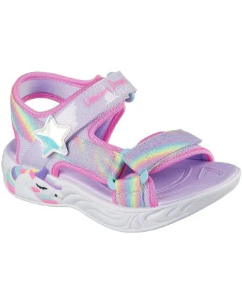 Sandale cu velcro si model colorblock Unicorn Dreams, Violet