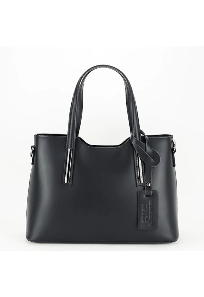Geanta medie neagra din piele naturala 1065 132 15629, Negru