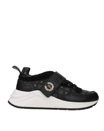 Pantofi sport din piele cu velcro, Negru