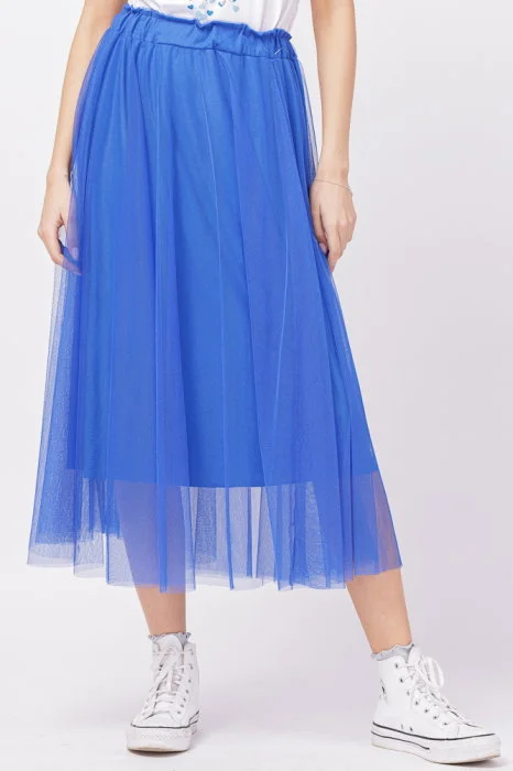 Fusta din tulle lunga, albastra