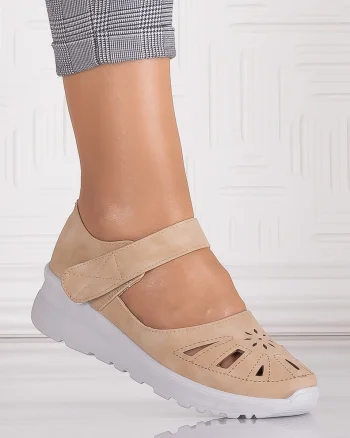 Pantofi casual Kaki dama din Piele Ecologica Yosama