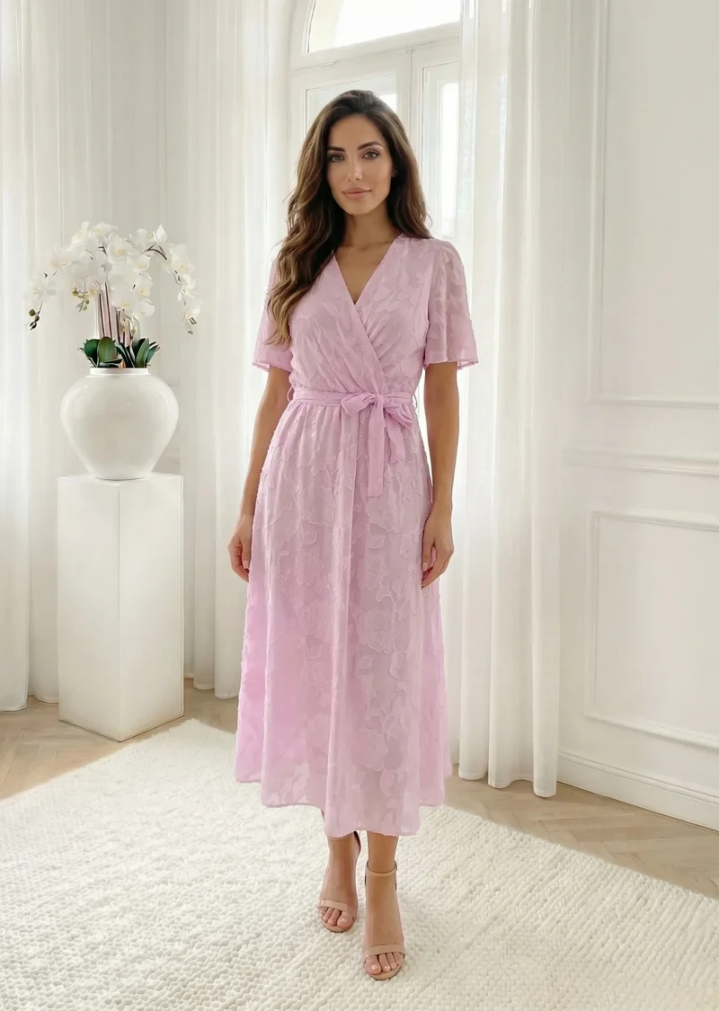 Rochie midi eleganta roz cu text...