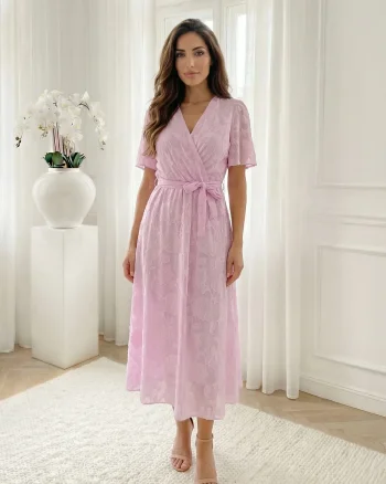 Rochie midi eleganta roz cu text...