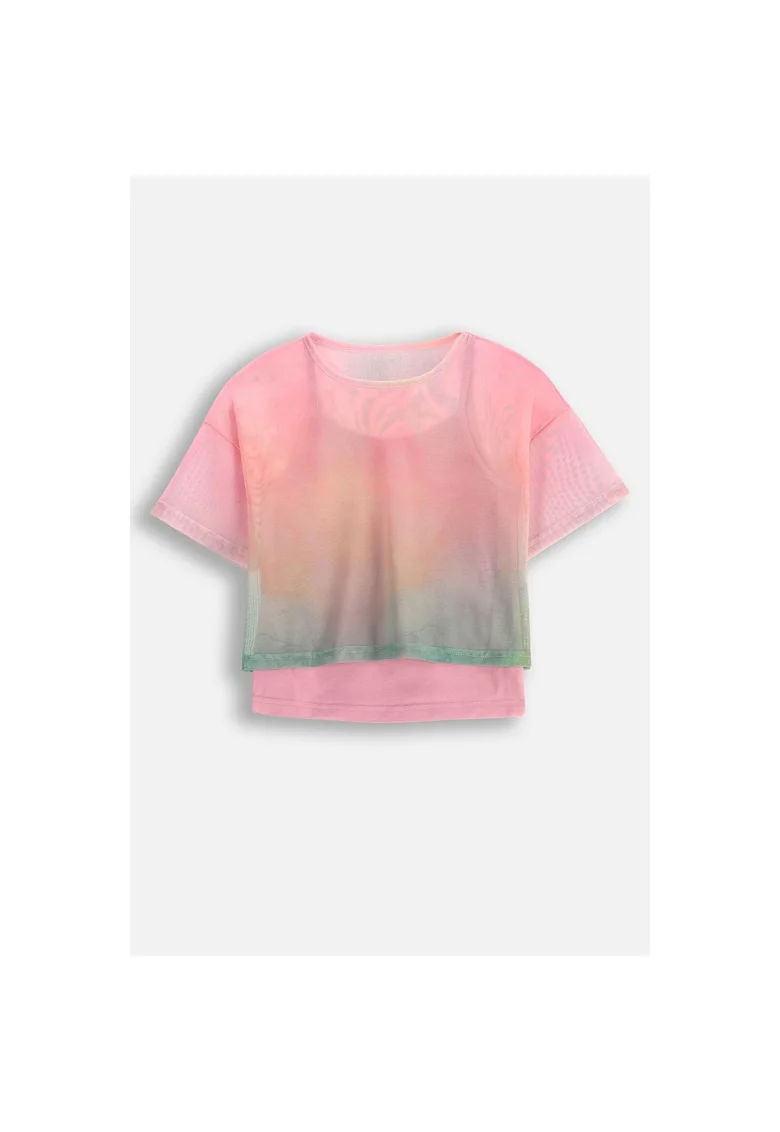 Set de tricou crop din plasa si top cu bretele spaghetti