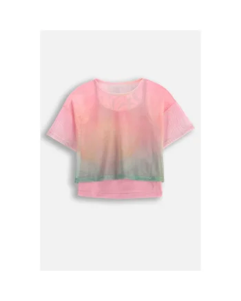 Set de tricou crop din plasa si top cu bretele spaghetti