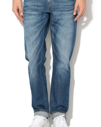 Jeansi slim fit albastri cu aspect decolorat Oregon