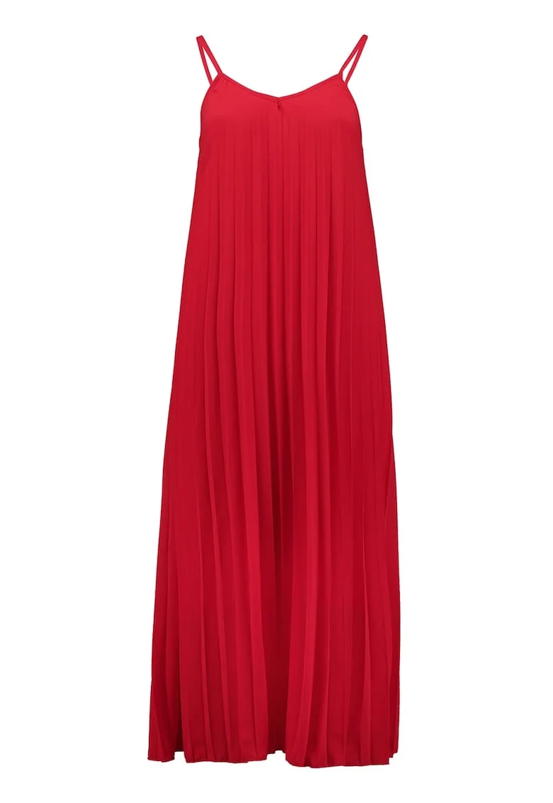 Rochie midi fara maneci, Rosu vermillion